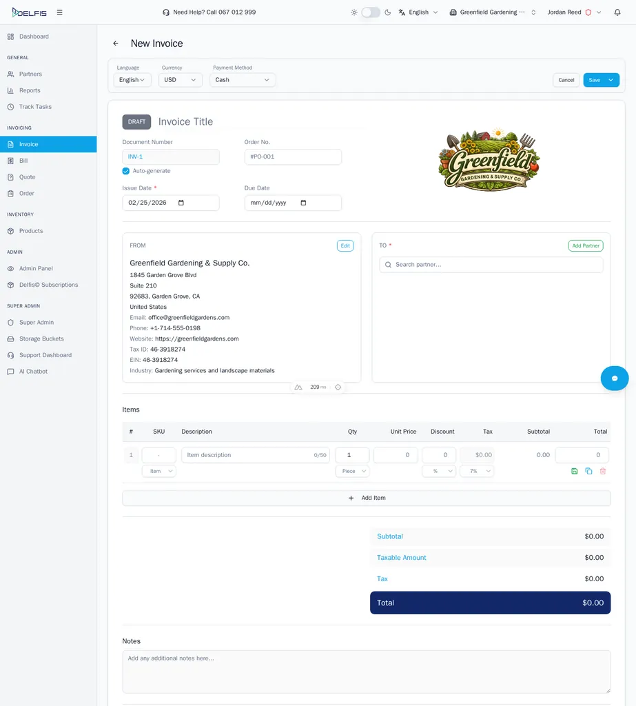 Invoice creation walkthrough